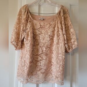 Elegant Women's Blouse in Dusty Rose Lace